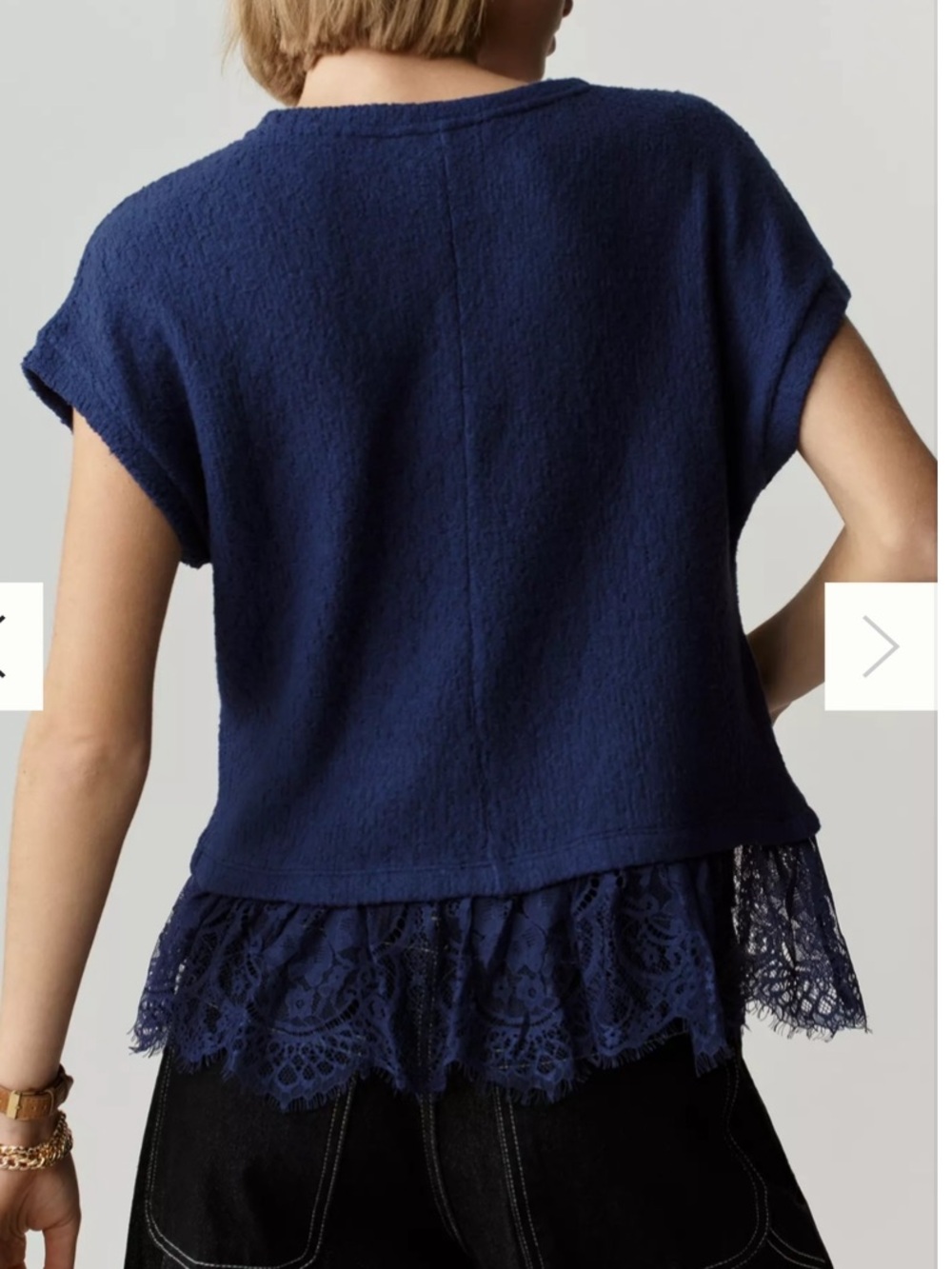 Anthropologie Maeve Ruffled Lace Tee Beacon Blue Size XS - Picture 3 of 6